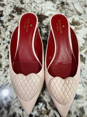 kate spade Blush Pink Pointed-Toe Heart-Accent Mules